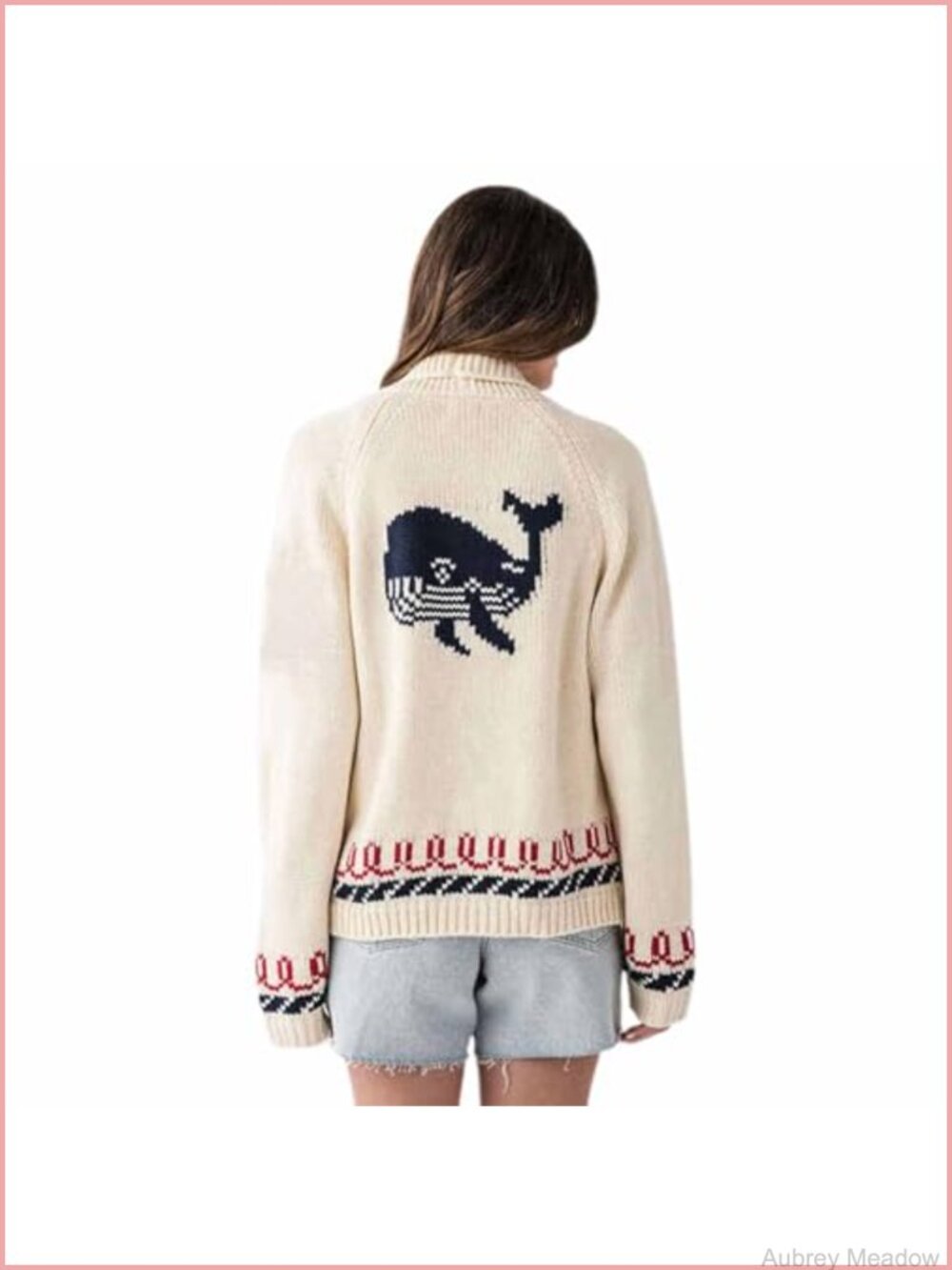 Long Sleeve Printed Knit Cardigan Single Breasted Women's Sweater